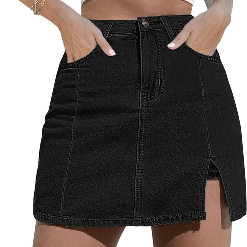 Black Denim Skort L